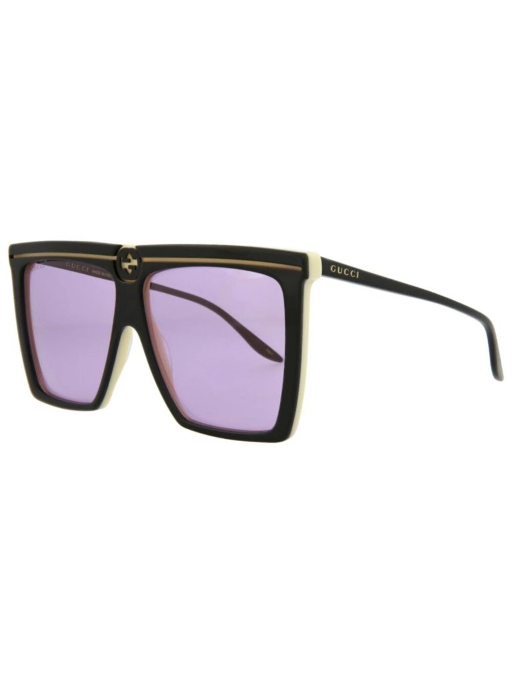 New Gucci Women's Sunglasses Square Rectangle Acetate Frame Unisex Black Black